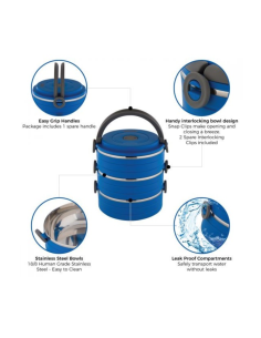Healthy Human On The Go Pet Bento Ανοξείδωτα Μπολ Μπλε 3τεμ. 450ml 2