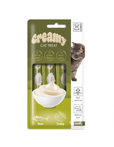M-Pets Creamy Cat Λιχουδιά Γάτας Με Χτένι Και Τόνο 4x15gr