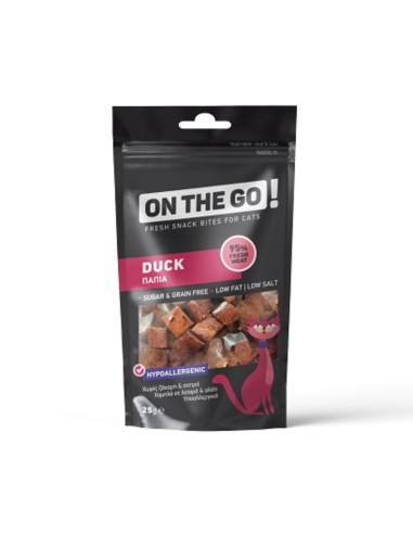 On The Go Duck Bites Λιχουδιά Γάτας Με Πάπια 25gr