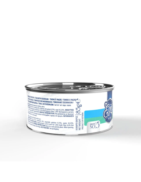 Egeo Adult Νο.5 Κονσέρβα Γάτας Με Τόνο Και Τσιπούρα Σε Ζελέ 85gr