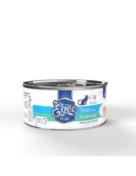 Egeo Adult Νο.5 Κονσέρβα Γάτας Με Τόνο Και Τσιπούρα Σε Ζελέ 85gr