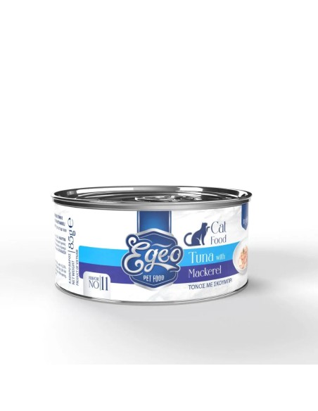 Egeo Adult Νο.11 Κονσέρβα Γάτας Με Τόνο Και Σκουμπρί Σε Ζελέ 85gr Egeo Adult Νο.11 Κονσέρβα Γάτας Με Τόνο Και Σκουμπρί Σε Ζελέ 85gr