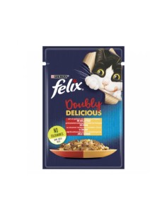 Purina Felix Le Ghiottonerie Doubly Delicious Φακελάκι Γάτας Με Βοδινό Και Πουλερικά 85gr