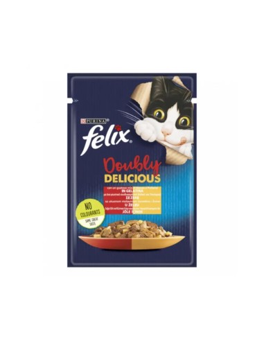 Purina Felix Le Ghiottonerie Doubly Delicious Φακελάκι Γάτας Με Βοδινό Και Πουλερικά 85gr