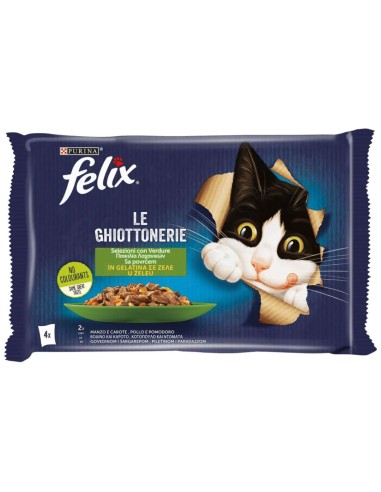 Purina Felix Le Ghiottonerie Φακελάκια Γάτας Με Βοδινό, Κοτόπουλο Και Λαχανικά 4x85gr