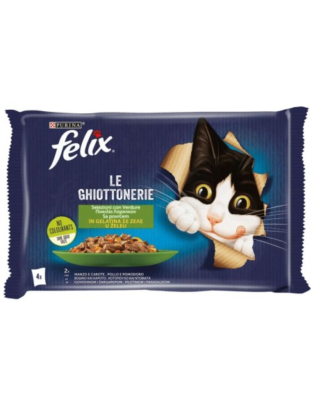 Purina Felix Le Ghiottonerie Φακελάκια Γάτας Με Βοδινό, Κοτόπουλο Και Λαχανικά 4x85gr Purina Felix Le Ghiottonerie Φακελάκια Γάτας Με Βοδινό, Κοτόπουλο Και Λαχανικά 4x85gr