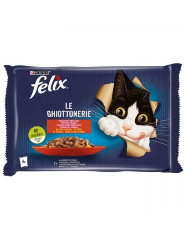 Purina Felix Le Ghiottonerie Φακελάκια Γάτας Με Βοδινό Και Κοτόπουλο 4x85gr