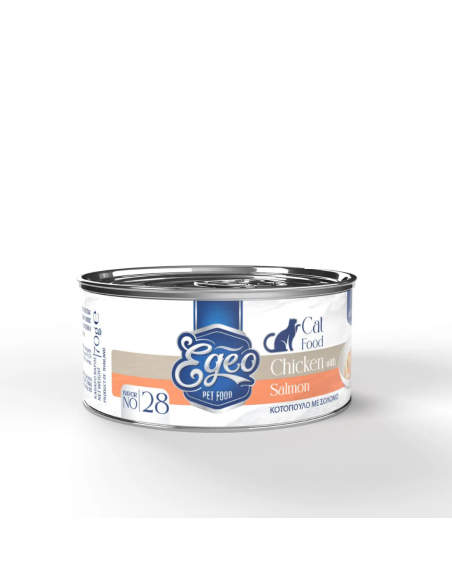 Egeo Adult Νο.28 Κονσέρβα Γάτας Με Κοτόπουλο Και Σολομό Σε Ζωμό 70gr Egeo Adult Νο.28 Κονσέρβα Γάτας Με Κοτόπουλο Και Σολομό Σε Ζωμό 70gr