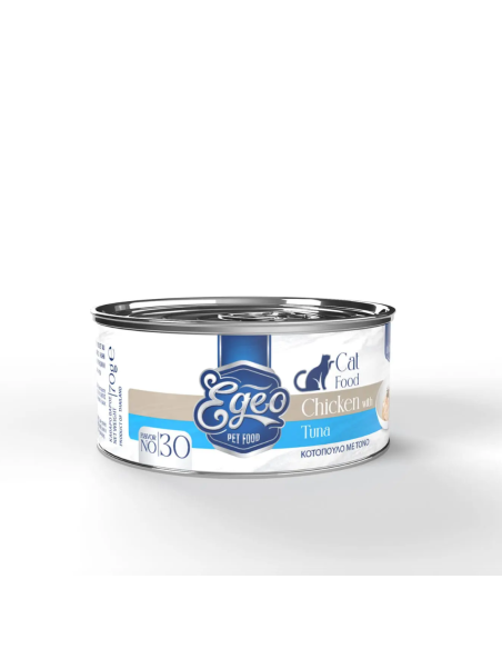 Egeo Adult Νο.30 Κονσέρβα Γάτας Με Κοτόπουλο Και Τόνο Σε Ζωμό 70gr Egeo Adult Νο.30 Κονσέρβα Γάτας Με Κοτόπουλο Και Τόνο Σε Ζωμό 70gr