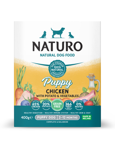 Naturo Dog Δισκάκι Για Κουτάβια Grain Free Με Κοτόπουλο, Πατάτα Και Λαχανικά 400gr