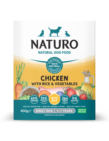 Naturo Dog Δισκάκι Σκύλου Με Κοτόπουλο, Ρύζι Και Λαχανικά 400gr Naturo Dog Δισκάκι Σκύλου Με Κοτόπουλο, Ρύζι Και Λαχανικά 400gr
