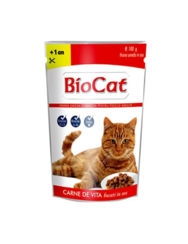 Bio Cat Adult Φακελάκι Γάτας Με Μοσχάρι Σε Σάλτσα 100gr