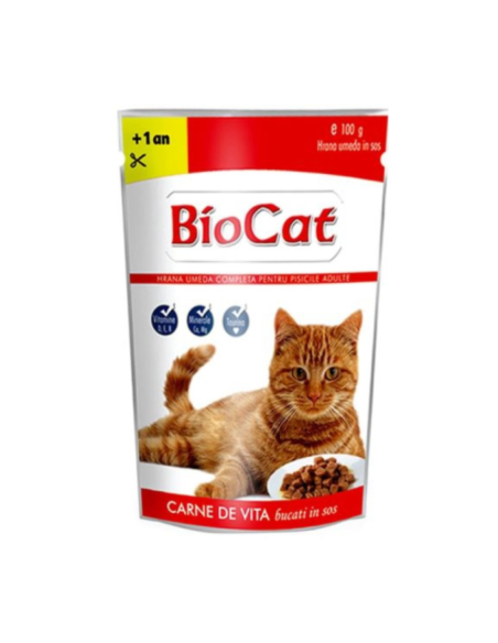 Bio Cat Adult Φακελάκι Γάτας Με Μοσχάρι Σε Σάλτσα 100gr