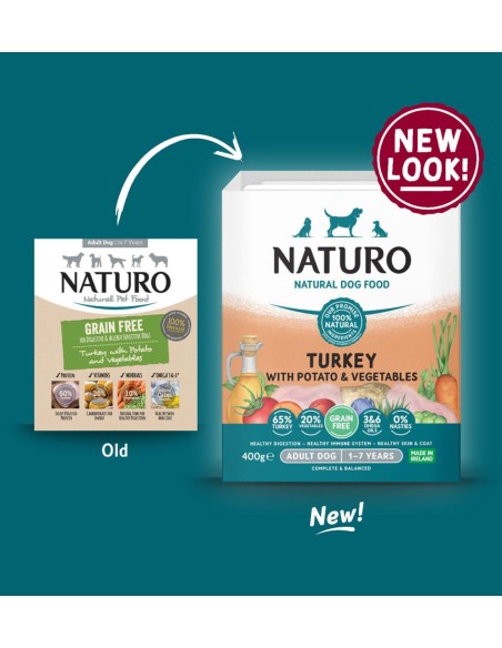 Naturo Dog Δισκάκι Σκύλου Grain Free Με Γαλοπούλα, Πατάτα Και Λαχανικά 400gr Naturo Dog Δισκάκι Σκύλου Grain Free Με Γαλοπούλα, Πατάτα Και Λαχανικά 400gr