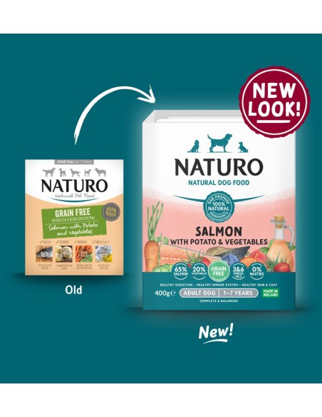 Naturo Dog Δισκάκι Σκύλου Grain Free Με Σολομό, Πατάτα Και Λαχανικά 400gr Naturo Dog Δισκάκι Σκύλου Grain Free Με Σολομό, Πατάτα Και Λαχανικά 400gr
