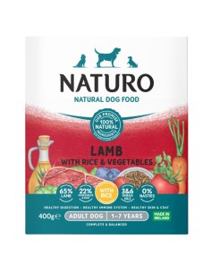 Naturo Dog Δισκάκι Σκύλου Με Αρνί, Ρύζι Και Λαχανικά 400gr