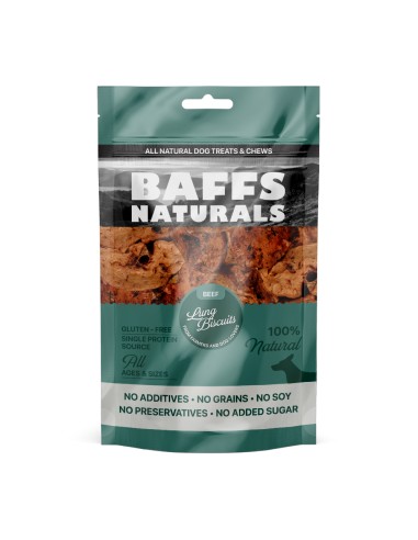 Baffs Naturals Beef Lung Biscuits Λιχουδιά Σκύλου Μπισκότα Με Πνεύμονα Βοδινού 100gr
