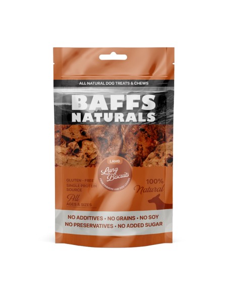Baffs Naturals Lamb Lung Biscuits Λιχουδιά Σκύλου Μπισκότα Με Πνεύμονα Αρνιού 100gr