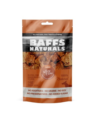 Baffs Naturals Lamb Lung Cubes Λιχουδιά Σκύλου Κυβάκια Από Πνεύμονα Αρνιού 100gr