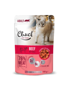 Chuck Cat Pouch Beef Φακελάκι Γάτας Με Μοσχάρι Σε Σάλτσα 100gr