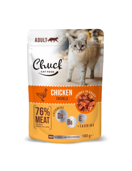 Chuck Cat Pouch Chicken Φακελάκι Γάτας Με Κοτόπουλο Σε Σάλτσα 100gr