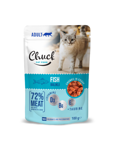 Chuck Cat Pouch Fish Φακελάκι Γάτας Με Ψάρι Σε Σάλτσα 100gr