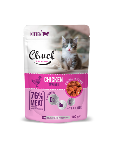 Chuck Kitten Pouch Chicken Φακελάκι Για Γατάκια Με Κοτόπουλο Σε Σάλτσα 100gr