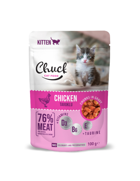 Chuck Kitten Pouch Chicken Φακελάκι Για Γατάκια Με Κοτόπουλο Σε Σάλτσα 100gr Chuck Kitten Pouch Chicken Φακελάκι Για Γατάκια Με Κοτόπουλο Σε Σάλτσα 100gr