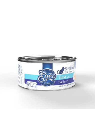 Egeo Adult Νο.22 Κονσέρβα Για Στειρωμένη Γάτα Με Τόνο Και Σκουμπρί Σε Ζωμό 70grωμό 70gr
