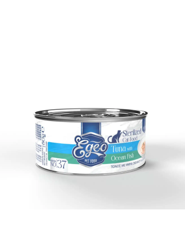 Egeo Adult Νο.37 Κονσέρβα Για Στειρωμένη Γάτα Με Τόνος Και Ψάρια Ωκεανού Σε Ζελέ 80gr