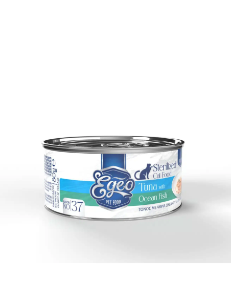Egeo Adult Νο.37 Κονσέρβα Για Στειρωμένη Γάτα Με Τόνος Και Ψάρια Ωκεανού Σε Ζελέ 80gr Egeo Adult Νο.37 Κονσέρβα Για Στειρωμένη Γάτα Με Τόνος Και Ψάρια Ωκεανού Σε Ζελέ 80gr