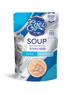 Egeo Adult Φακελάκι Για Στειρωμένη Γάτα Με Τόνο Και Υαλουρονικό Σε Σούπα 85gr