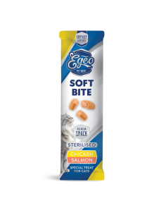 Egeo Adult Soft Bites Λιχουδιά Για Στειρωμένη Γάτα Με Κοτόπουλο Και Σολομό 3τεμ. x 10gr 2