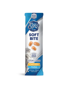 Egeo Adult Soft Bites Λιχουδιά Για Στειρωμένη Γάτα Με Κοτόπουλο Και Τόνο 3τεμ. x 10gr 2