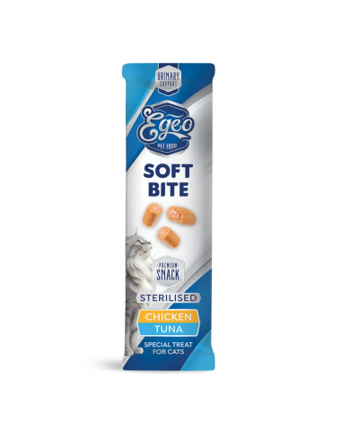 Egeo Adult Soft Bites Λιχουδιά Για Στειρωμένη Γάτα Με Κοτόπουλο Και Τόνο 3τεμ. x 10gr