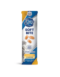 Egeo Adult Soft Bites Λιχουδιά Για Στειρωμένη Γάτα Με Κοτόπουλο Και Τυρί 3τεμ. x 10gr 2