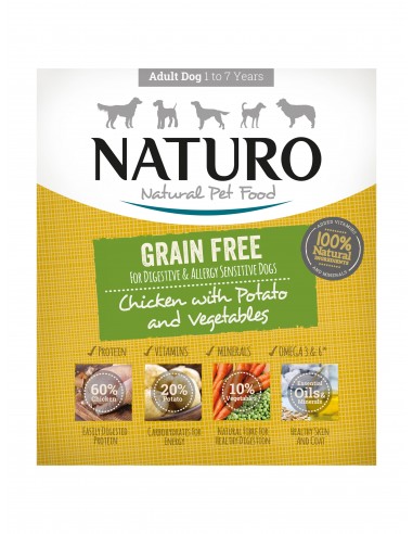 Naturo Dog Δισκάκι Σκύλου Grain Free Με Κοτόπουλο, Πατάτα Και Λαχανικά 400gr