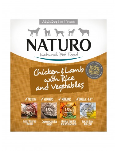 Naturo Dog Δισκάκι Σκύλου Με Κοτόπουλο, Αρνί, Ρύζι Και Λαχανικά 400gr