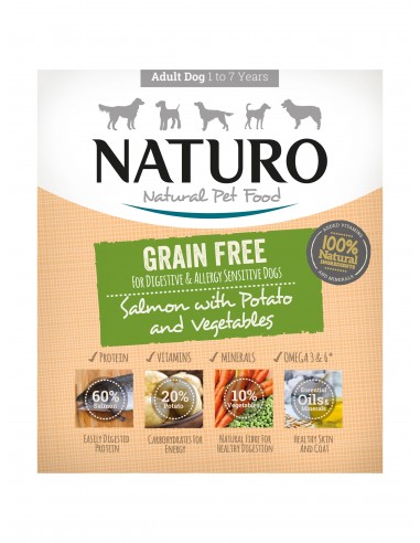 Naturo Dog Δισκάκι Σκύλου Grain Free Με Σολομό, Πατάτα Και Λαχανικά 400gr