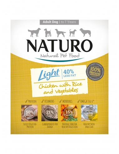 Naturo Dog Δισκάκι Σκύλου Light Με Κοτόπουλο, Ρύζι Και Λαχανικά 400gr