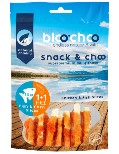 Bloo Choo Snack Fish & Chkn Slices Λιχουδιές Με Ψάρι Και Κοτόπουλό 1+1 FREE 80 gr