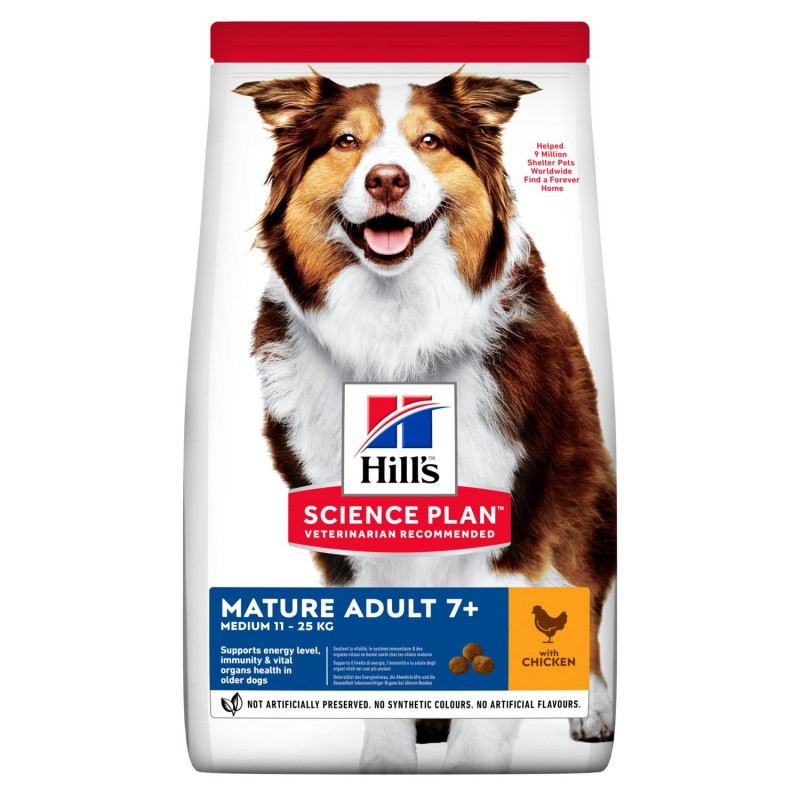 Hill's Science Plan Mature Adult 7+ Medium Τροφή Για Σκύλους Με Κοτόπουλο