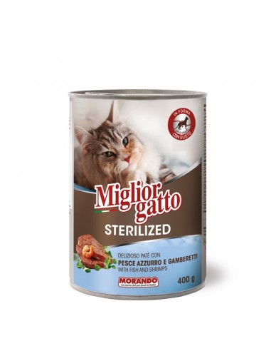 Morando Miglior Gatto Sterilised Κονσέρβα Γάτας Με Ψάρι Και Γαρίδες 400gr