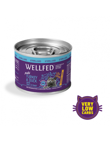 Wellfed Hairball Care Sterilised Adult Κονσέρβα Γάτας Με Γαλοπούλα Και Πάπια 200gr