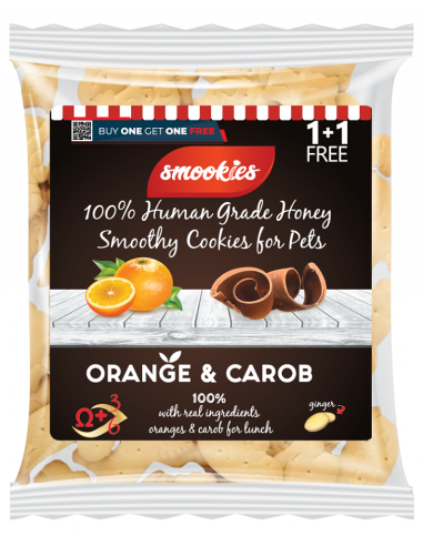 Smookies Orange & Carob Μπισκότα 250 gr 1+1 FREE