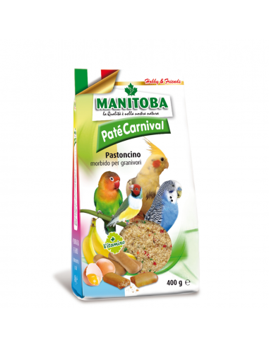 Manitoba Paté Carnival Αυγοτροφή Για Παπαγαλάκια Πατέ Με Φρούτα 400 gr