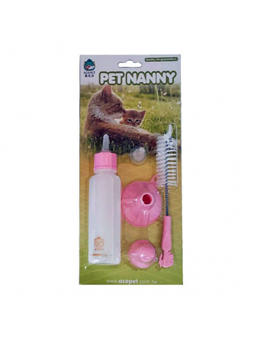 Pet Nanny Μπιμπερό Πλαστικό Σετ Βούρτσα-Θηλή Ροζ