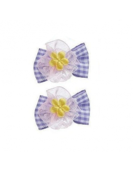 Ferplast Hairpins Φιογκάκια Μαλλιών Για Μικρά Σκυλάκια Μωβ Καρό