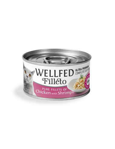 Wellfed Filleto Adult Κονσέρβα Γάτας Με Κοτόπουλο Και Γαρίδες 70gr