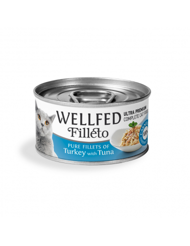 Wellfed Filleto Adult Κονσέρβα Γάτας Με Γαλοπούλα Και Τόνο 70gr